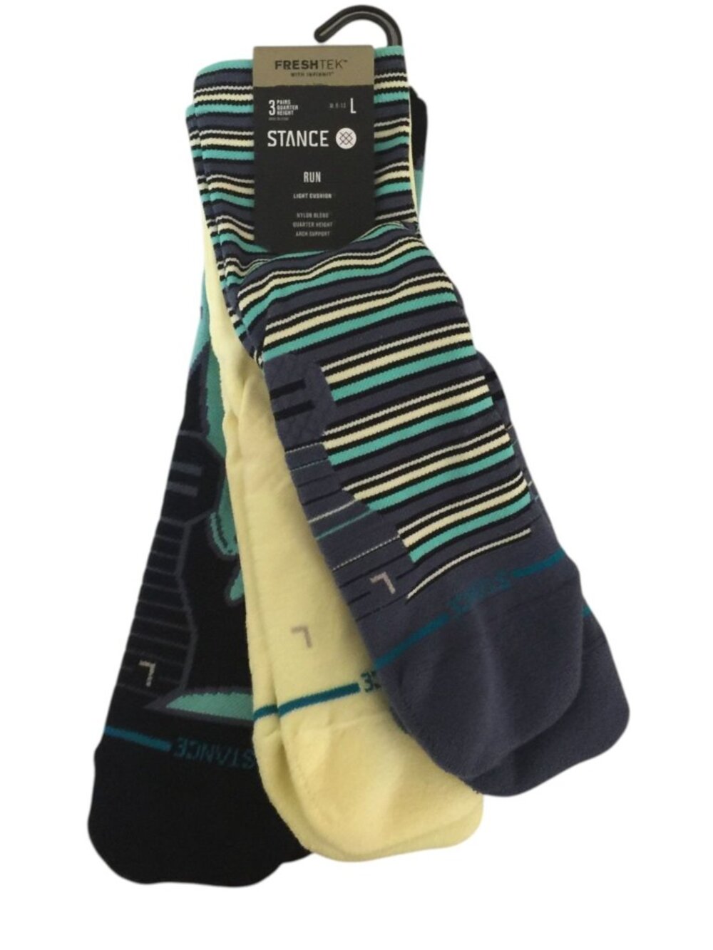 Stance Men's CRUSADE Light QTR Run 3 Pack Size Large 9-13 Sea Blue Yellow Black
